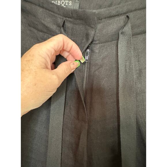 Talbots Woman's Petite Size Large Signature 100% Black Linen Trouser Pants - Picture 7 of 10